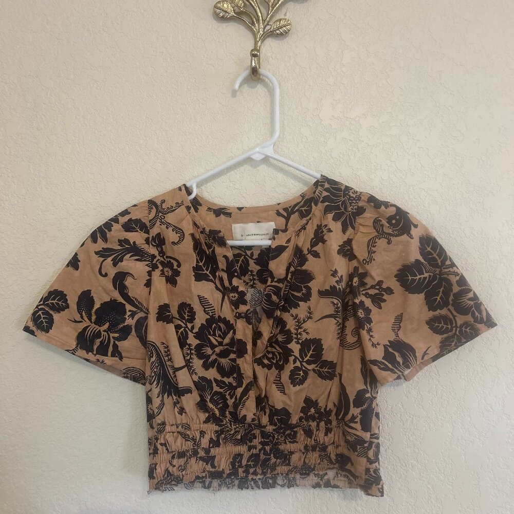 Anthropologie Somerset Floral Crop Top Blouse